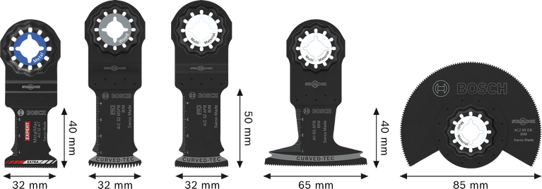Комплект за рязане Bosch , 5 части, за прецизни ножове за мултифункционални инструменти.