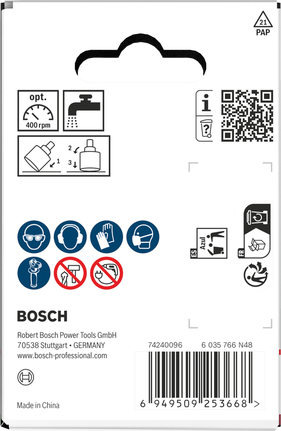 Боркорона за плочки Bosch с въртящ се бор 60 мм за пробиване на плочки.