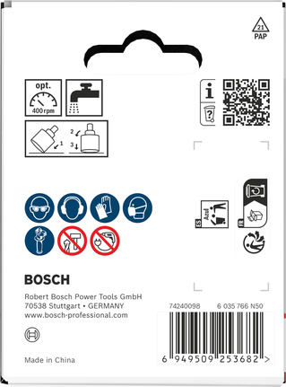 Боркорона за плочки Bosch с въртящ се бор 68x40 мм за пробиване на плочки.