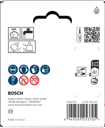 Боркорона за плочки Bosch с въртящ се боркорез 83 x 40 мм, опаковка.