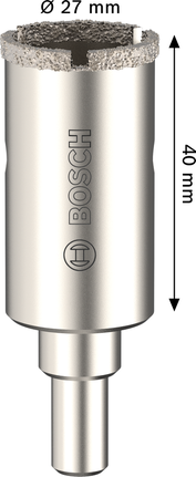 Боркорона за плочки Bosch с въртящ се боркорон с диаметър 27 мм, дължина 40 мм.