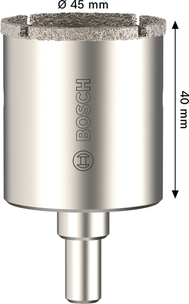 Боркорона за плочки Bosch с диаметър 45 мм, дължина 40 мм.