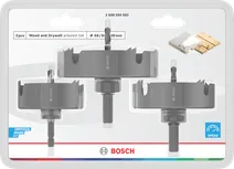 Комплект боркорони за дърво и гипсокартон Bosch 68, 86 и 100 мм.