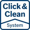 Система Click & Clean — 3 значні переваги Добра видимість робочої поверхні: можна працювати швидше і точнішеШкідливий пил видаляється негайно: забезпечується захист здоров'я користувачаМенше пилу: більший термін експлуатації інструмента і приладдя