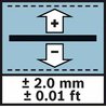 Tolerancia 2 mm/0,1 ft Exactitud de medida ±2 mm /± 0,01 ft