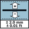 Pielaide 2 mm / 0,1 pēda Mērīšanas precizitāte ±2 mm / ±0,01 pēda