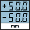 Відносна висота 50,0 мм Індикація відносної висоти: відстань між променем лазера, що потрапив у зону приймання, та центром приймача
