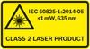 Попередження про дію лазера 1:2015-05; 635 нм Попередження про дію лазера