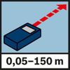 Rozsah merania vzdialenosť 150 m Rozsah merania 0,05 až 150 m