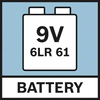Battery 9.6 V Power supply by 1x 9 V 6LR61 battery