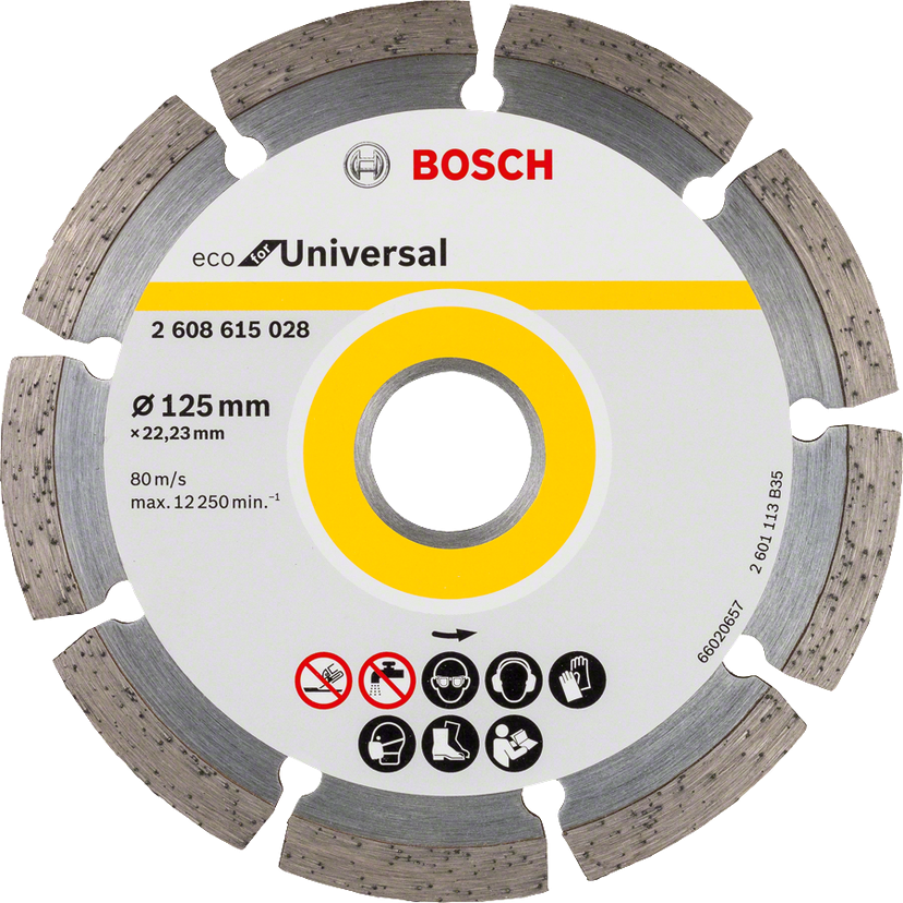 Univerzální diamantový řezný kotouč Bosch 125 mm pro různé materiály.