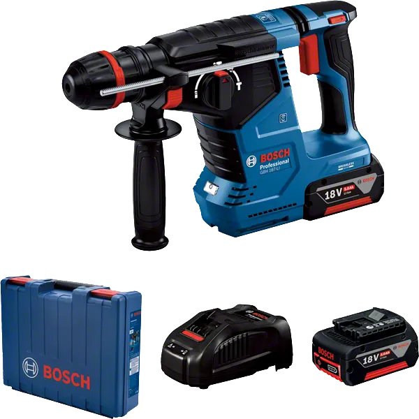 Vrtací kladivo Bosch GBH 187-LI s 18V sadou baterií.