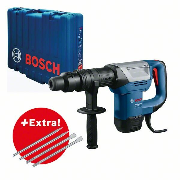 Combo Bosch de martelo demolidor GSH500 Max + cinzéis em maleta de transporte