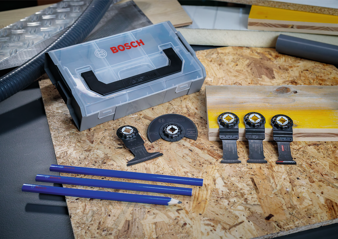 Bosch Multifunktionswerkzeug-Zubehörset mit Aufbewahrungskoffer.