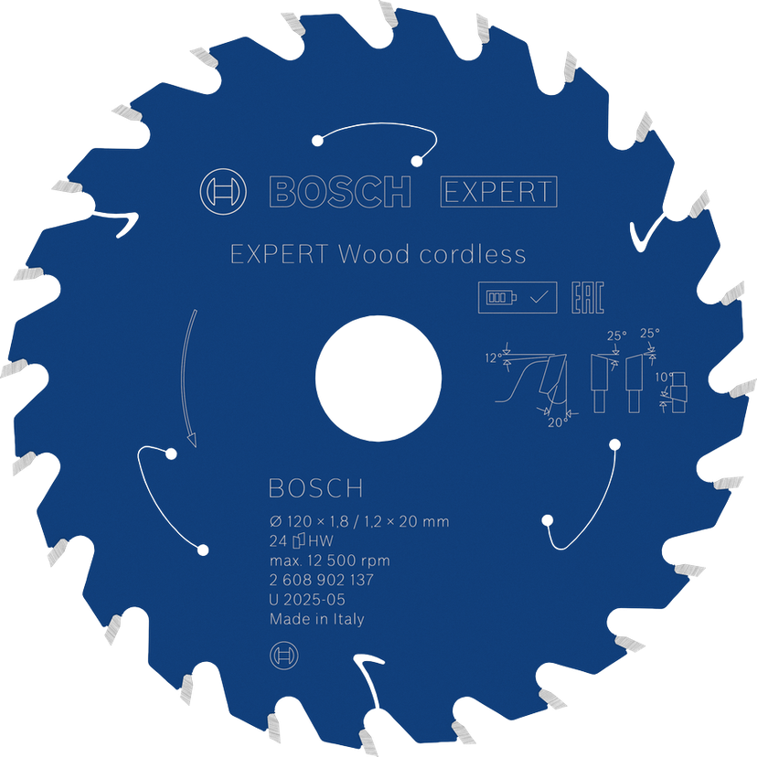Bosch EXPERT Wood sladdlös cirkelsågklinga, 120 mm diameter.