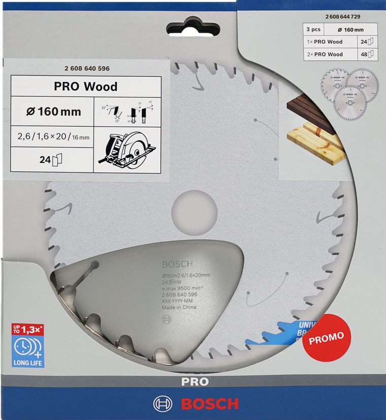 Bosch PRO Wood Circular Saw Blade 160 mm 3 pack.