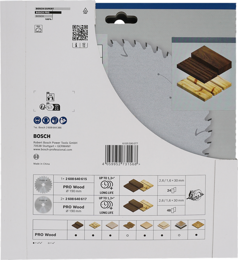Bosch PRO Wood Circular Saw Blade 190mm 3 pcs promo pack.