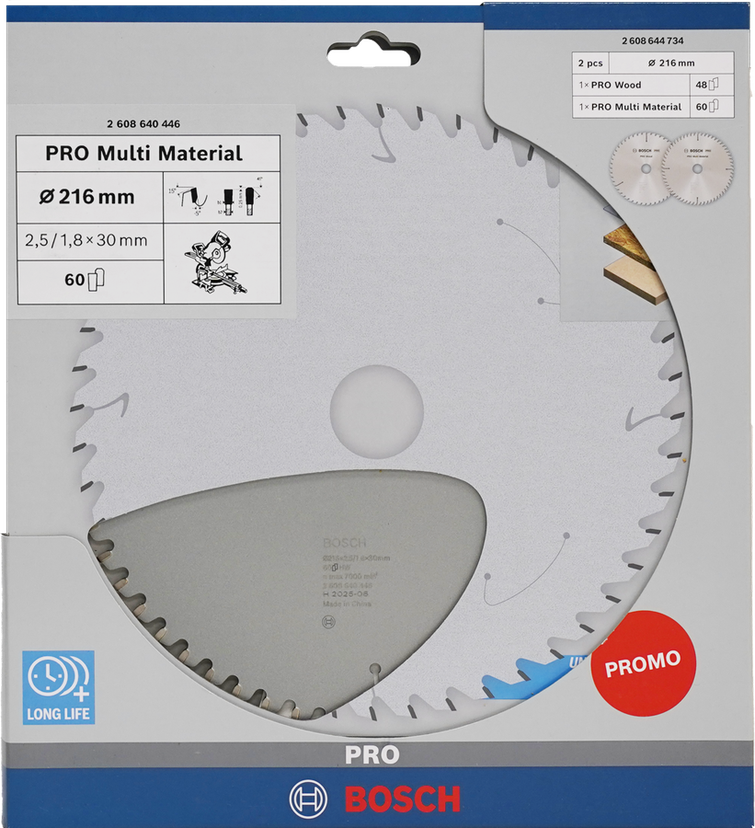 Bosch PRO Wood & Multi Material Circular Saw Blade 216 mm promo pack.