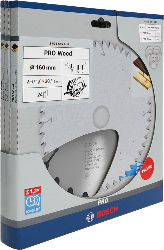 Bosch PRO Wood Kreissägeblatt 160 mm 3er-Pack.