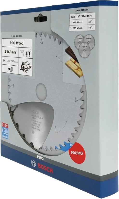 Bosch PRO Wood circular saw blade 160 mm 3 pcs pack.