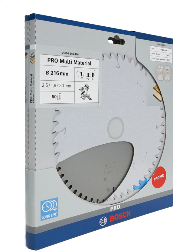 Bosch PRO Kreissägeblatt für Holz und verschiedene Materialien, 216 mm, Aktionspackung.