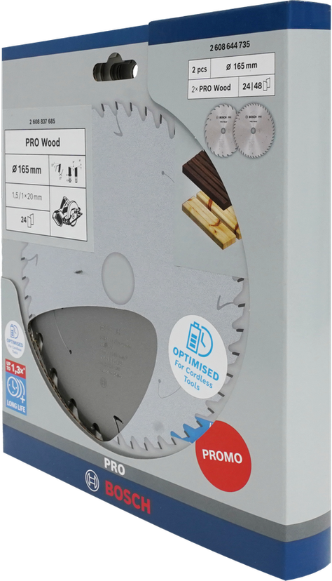 Bosch PRO Wood 165 mm Kreissägeblatt-Aktionspackung.