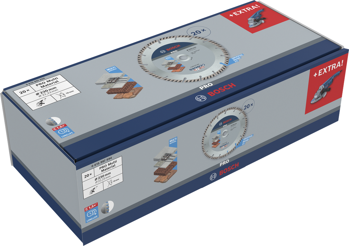 Discos de corte de diamante multimaterial Bosch PRO de 230 mm.