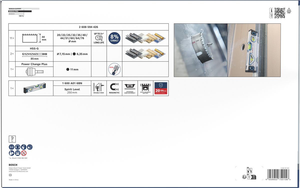 Bosch PRO Multi Material PC Plus Set und Wasserwaage.