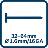 Spik 32–64 mm 1,6 mm 16 gauge.
