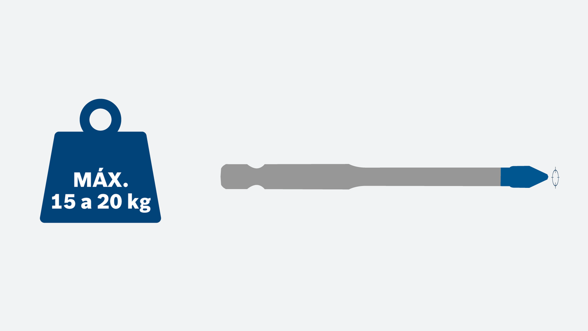 Broca Bosch com pressão máxima de 15 a 20 kg.