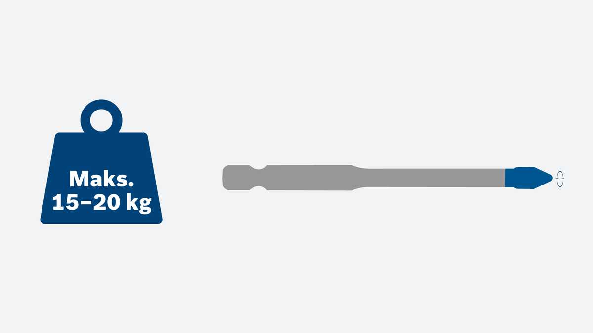 Końcówka wkrętakowa Bosch o maksymalnej sile nacisku 15-20 kg.