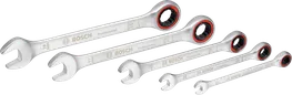 Bosch Ratchet Spanner Set 5 pcs with ring ratchet ends.