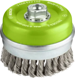 Brosse à godet épaisse en acier inoxydable Bosch PRO pour meuleuses d'angle.