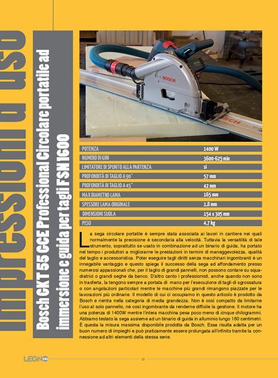 Sega Ad Immersione Bosch Professional GKT 55 GCE - 1400 Watt, Lama 165 Mm | Per Legno, Con Chiave A Brugola