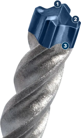 Foret Bosch SDS plus-5X avec pointe en carbure.