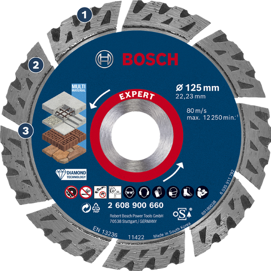 Disque de coupe diamanté multi-matériaux Bosch Expert.