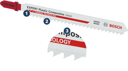 Bosch T301CHM jigsaw blade for plastic composites.