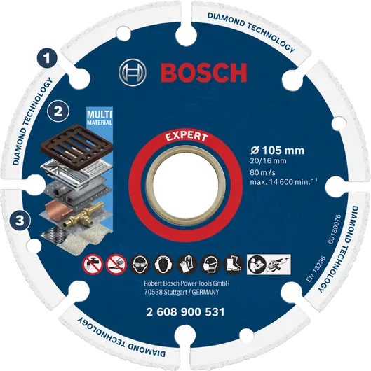 Disco da taglio diamantato per metallo Bosch EXPERT da 105 mm.