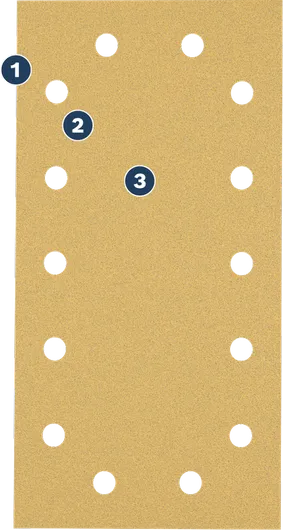 Шліфувальний лист Bosch з кількома отворами для пиловідведення.
