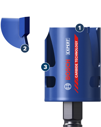 Serra copo de metal duro Bosch Expert para corte de materiais resistentes.