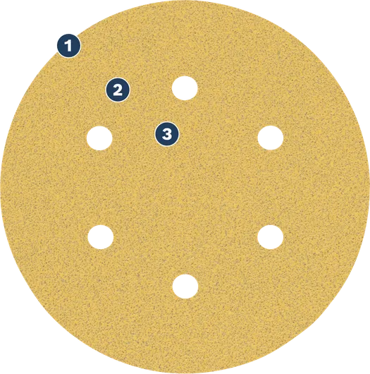 Bosch sanding disc with multiple dust extraction holes.