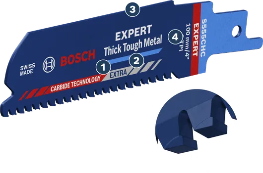 Пильный диск Bosch EXPERT Thick Tough Metal для сабельной пилы с твердосплавным покрытием.