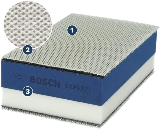 Bosch Expert sanding sponge with fine abrasive surface.