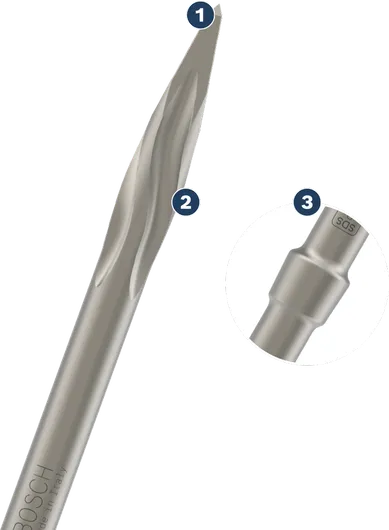 Cincel Bosch SDS-Plus Spider con punta afilada.