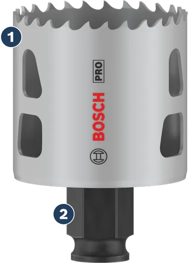 Bosch PRO caurumzāģis ar ātri griežošiem zobiem.