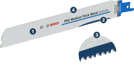 Lame de scie alternative de précision Bosch PRO pour métal d'épaisseur moyenne.
