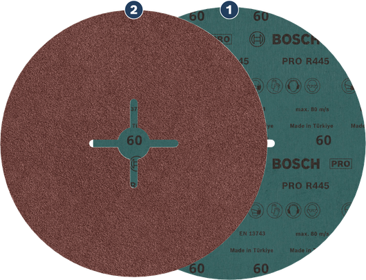Brusný kotouč Bosch PRO R445 s vlákny, zrnitost 60.