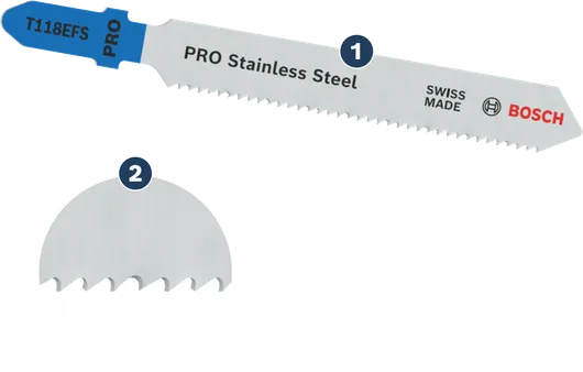 Bosch PRO Edelstahl-Stichsägeblatt T118EFS mit Wellenzahnung.