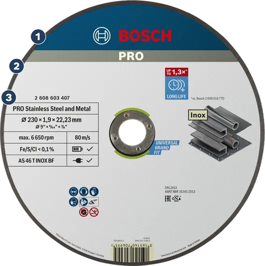 Řezný kotouč Bosch PRO na nerezovou ocel a kov.