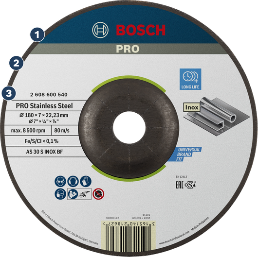 Bosch PRO Edelstahl-Trennscheibe für Edelstahl.